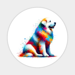 Colorful Abstract Great Pyrenees in Splash Paint Style Magnet